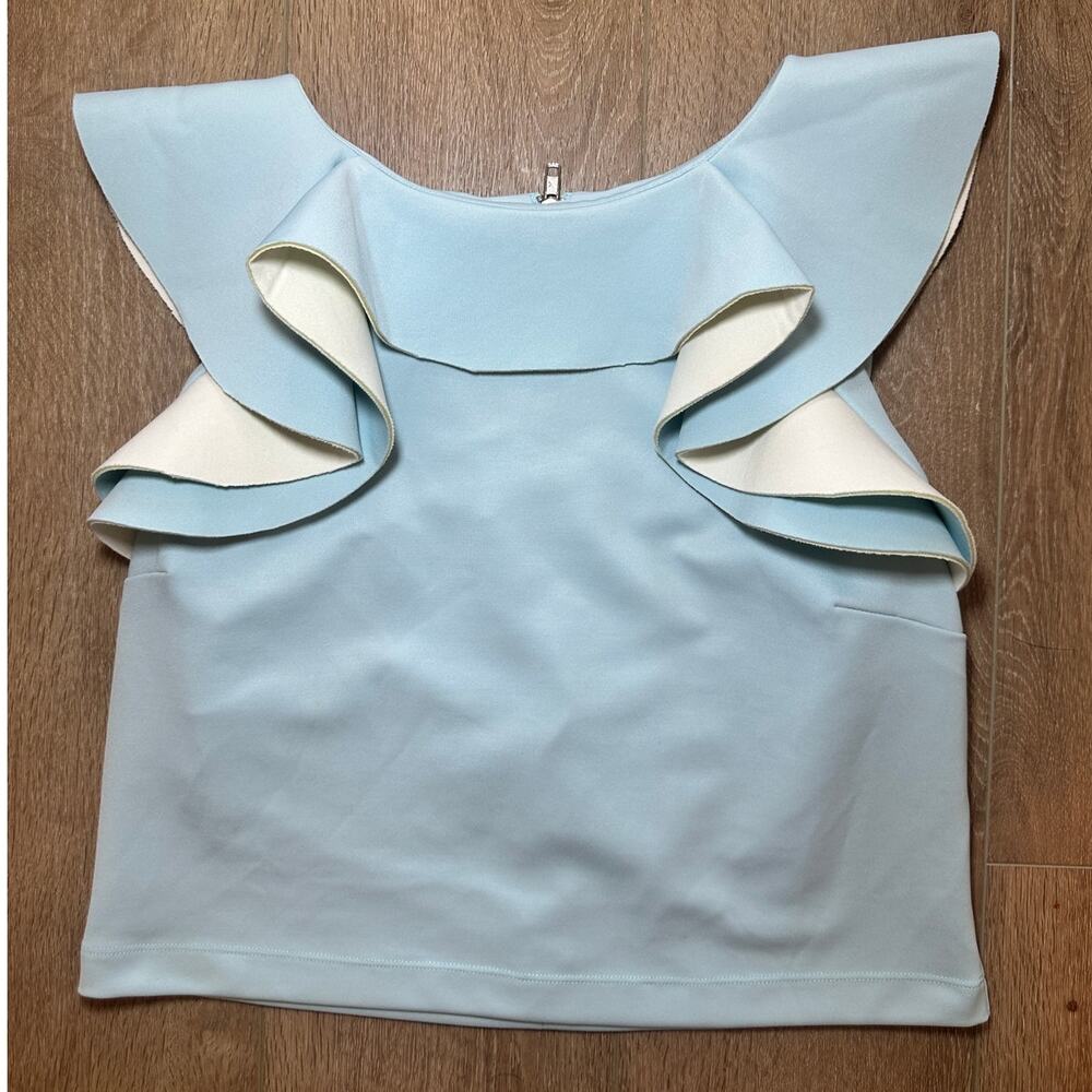 ASOS Blue Ruffle Crop Top Coastal Summer Size 8 - Picture 6 of 9